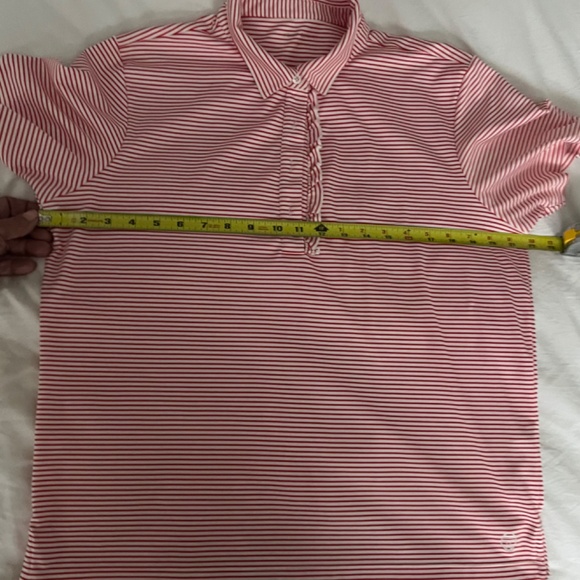 Tory Burch Tory Sport Performance Striped Ruffle Polo - Picture 6 of 6